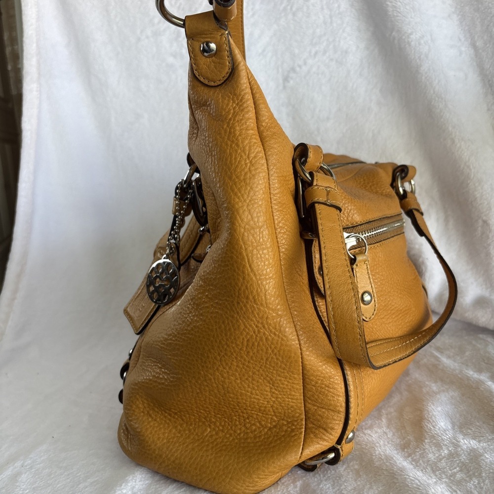 Y2K COACH Alexandra Orange Pebble Leather Convertible Shoulder Bag Charm 15273 - Picture 4 of 16